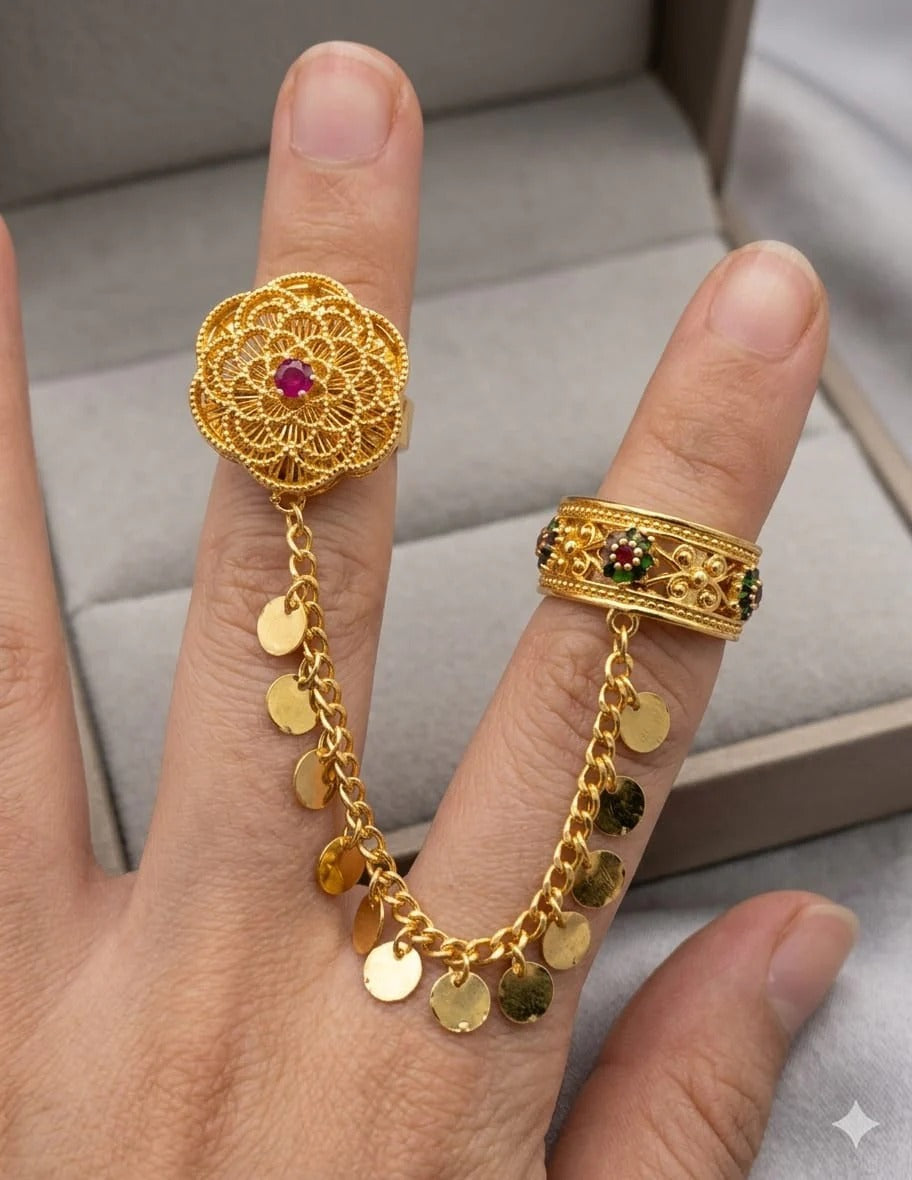 Gold Filigree Chain Ring