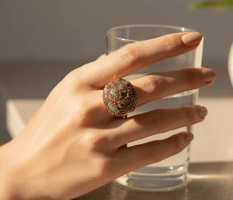 Tone Crystal Dome Statement Ring